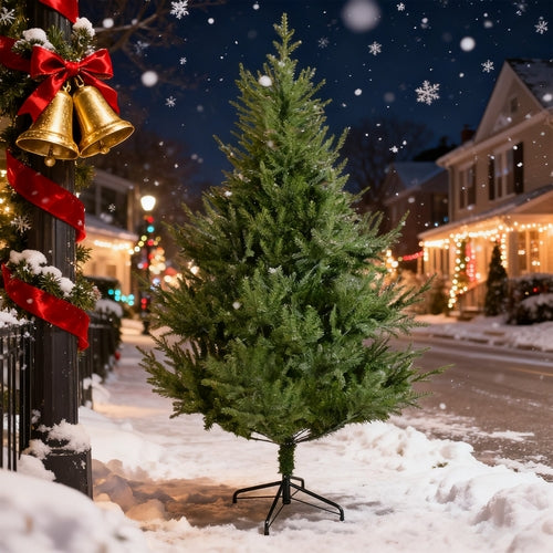 7FT Curved Christmas Tree – an 84-inch green Christmas tree featuring