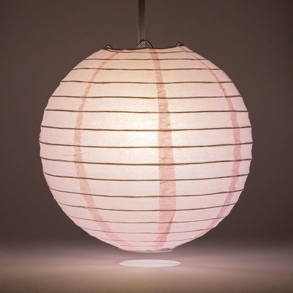 12" Pink Round Paper Lantern, Even Ribbing, Chinese Hanging Wedding &