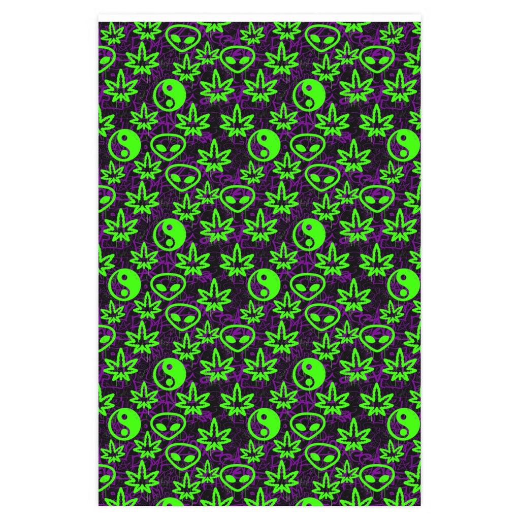 Awesome Graffiti - Weed Leaf- Alien - Yin Yang Wrapping Paper