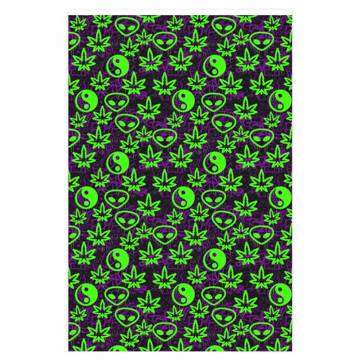 Awesome Graffiti - Weed Leaf- Alien - Yin Yang Wrapping Paper