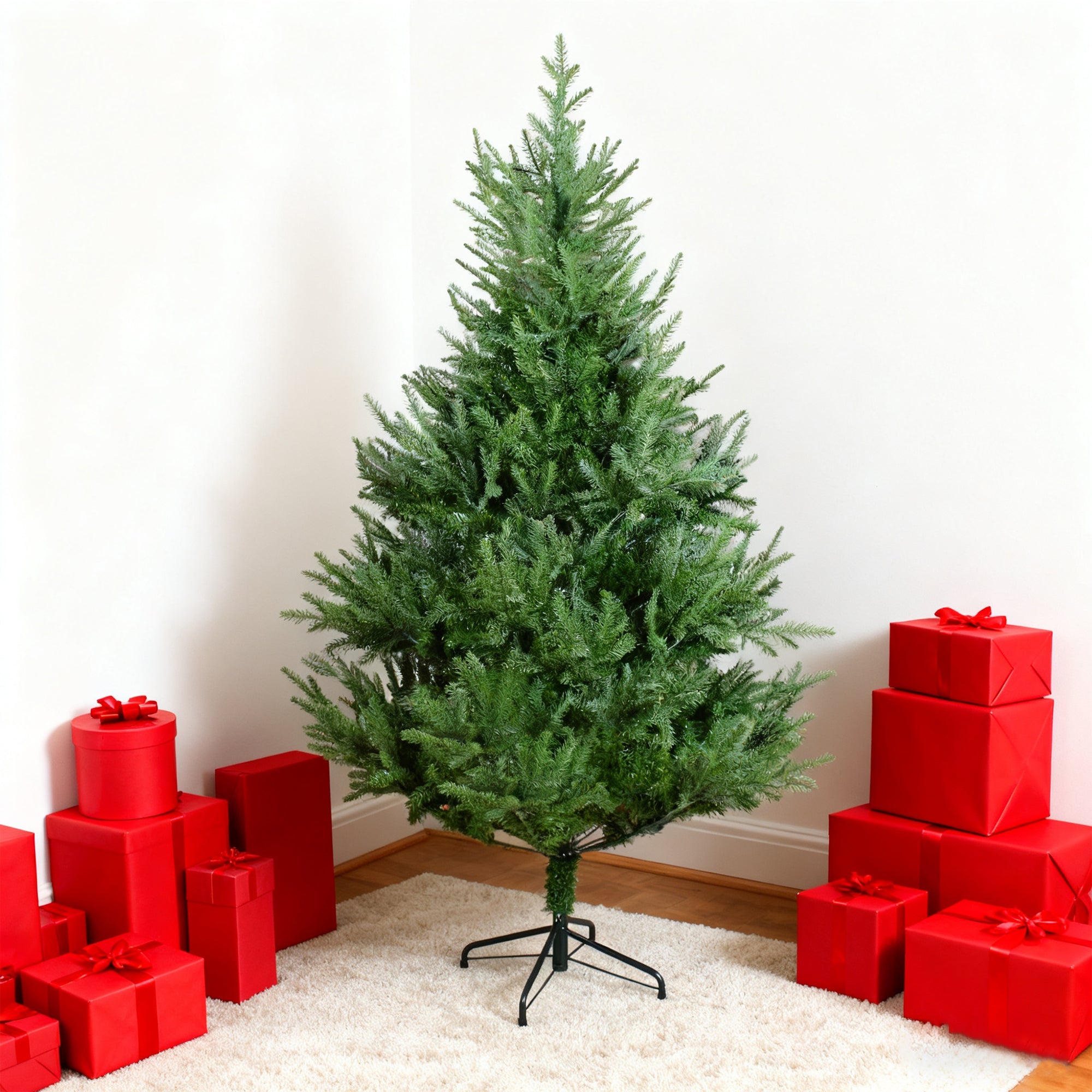 7FT Curved Christmas Tree – an 84-inch green Christmas tree featuring
