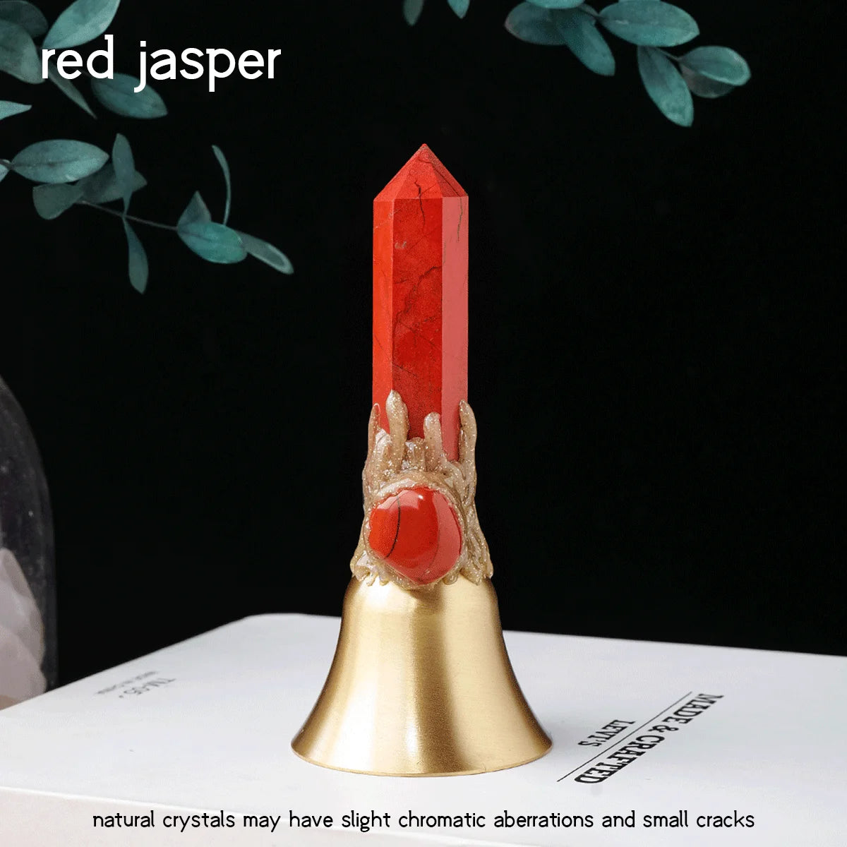 1pc Natural Crystal point Hand Brass Bells Copper Bell For Bed Call Remind Class Home Decoration Christmas Bell Gifts Souveni