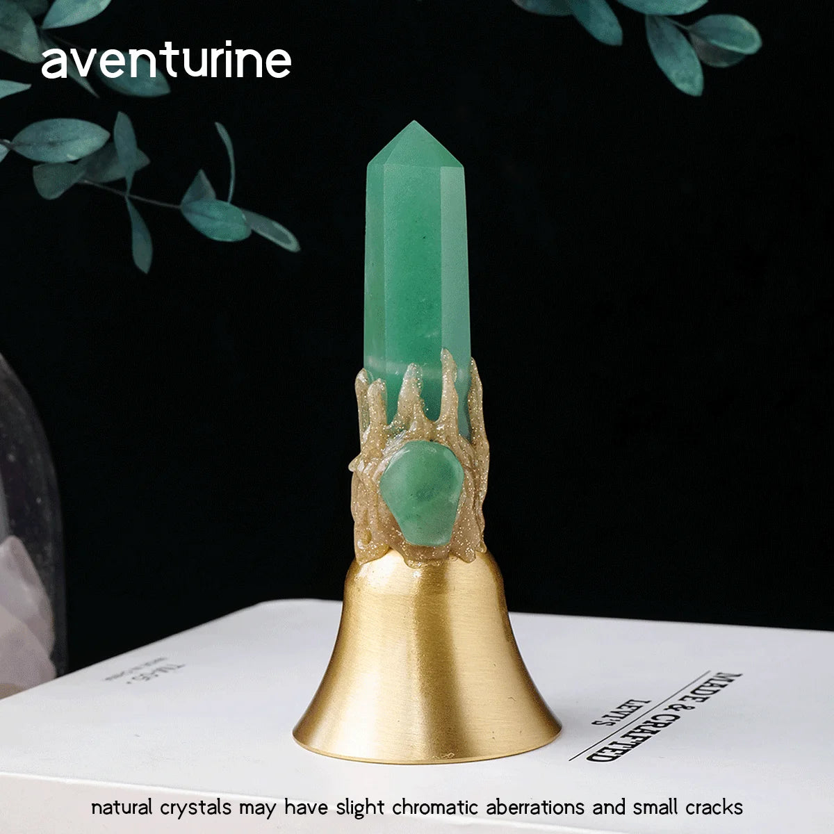 1pc Natural Crystal point Hand Brass Bells Copper Bell For Bed Call Remind Class Home Decoration Christmas Bell Gifts Souveni