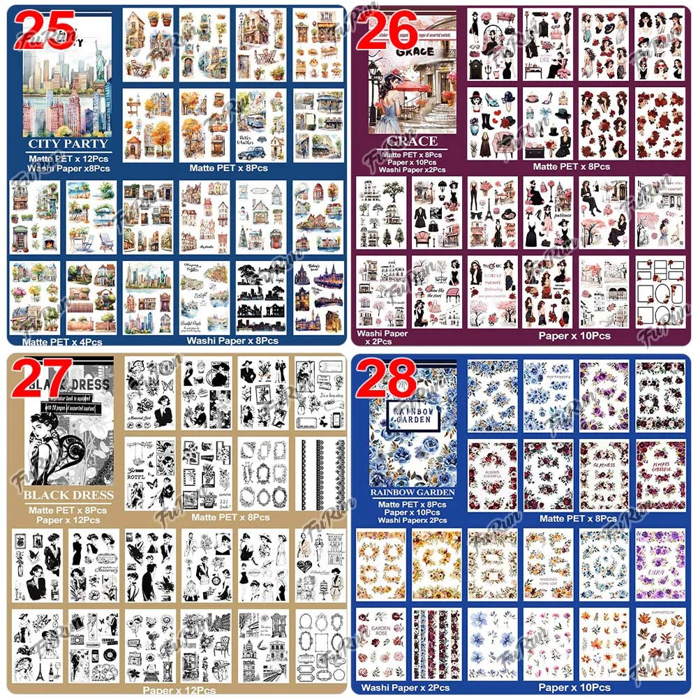 20Sheets Christmas Sticker Scrapbooking Sticker Book Girls Cute Animal Pirate Paper Sticker PET Washi Stickers Diary Planner