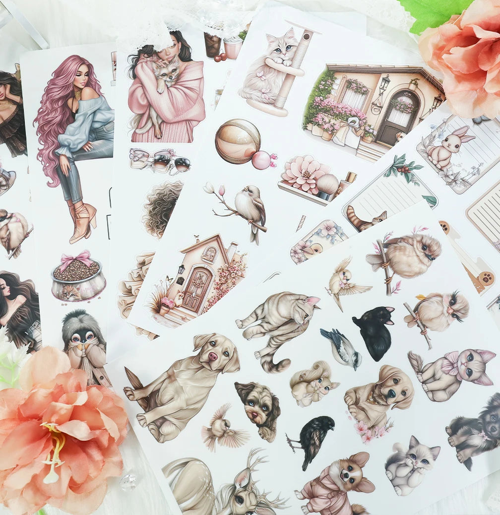 20Sheets Christmas Sticker Scrapbooking Sticker Book Girls Cute Animal Pirate Paper Sticker PET Washi Stickers Diary Planner