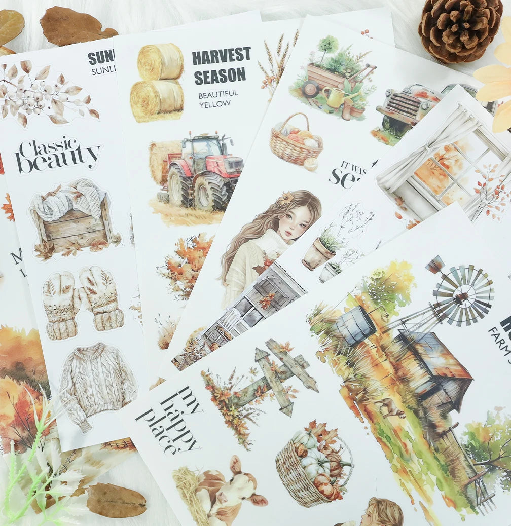 20Sheets Christmas Sticker Scrapbooking Sticker Book Girls Cute Animal Pirate Paper Sticker PET Washi Stickers Diary Planner