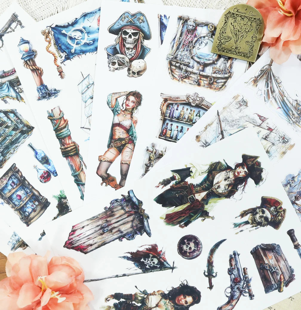 20Sheets Christmas Sticker Scrapbooking Sticker Book Girls Cute Animal Pirate Paper Sticker PET Washi Stickers Diary Planner