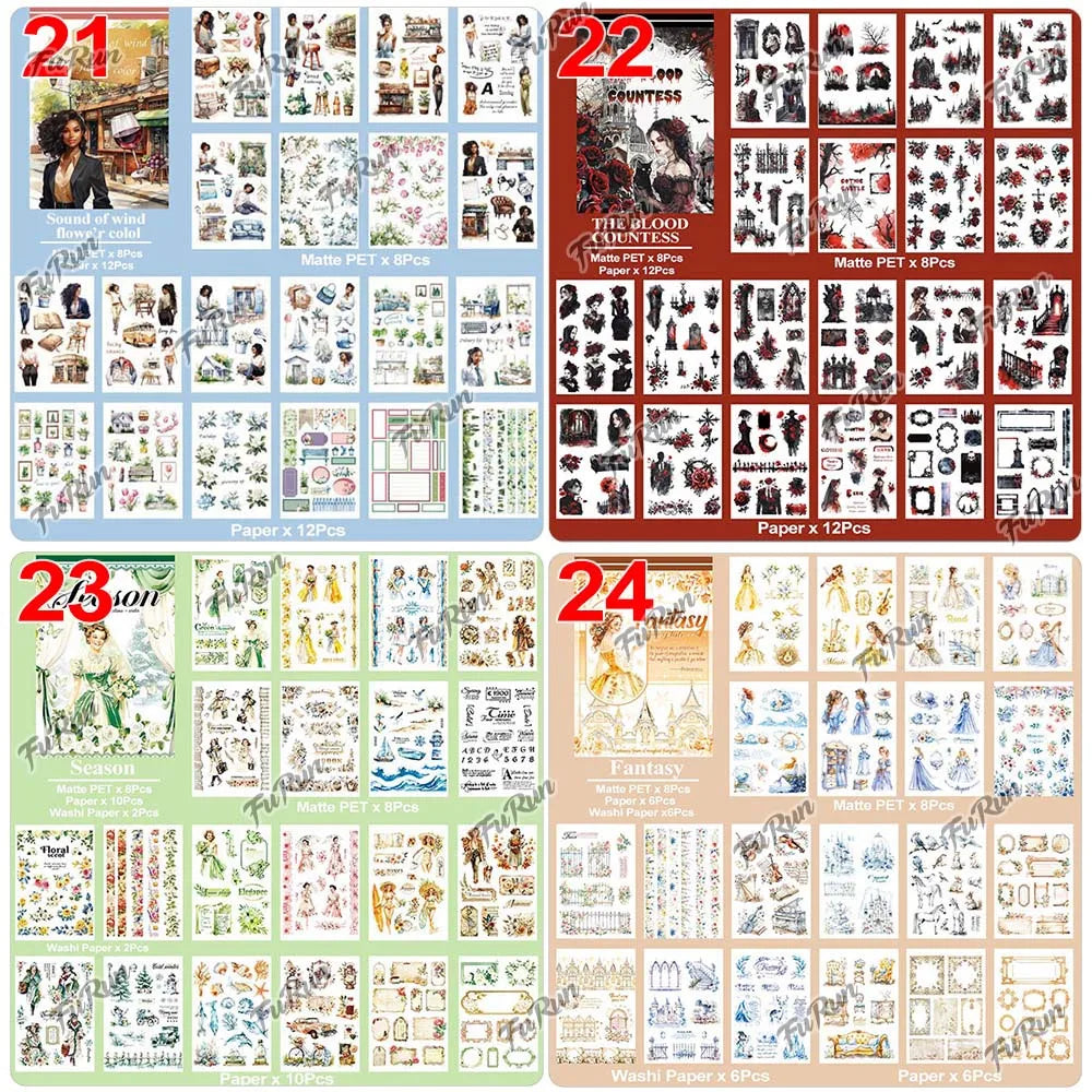 20Sheets Christmas Sticker Scrapbooking Sticker Book Girls Cute Animal Pirate Paper Sticker PET Washi Stickers Diary Planner