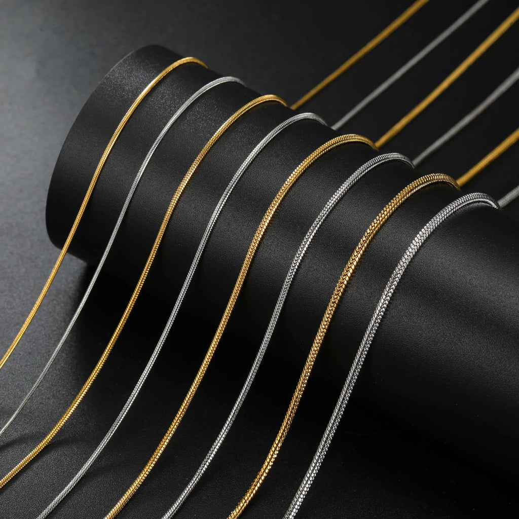 Sipuris Round Snake Chain Necklace For Men Women Stainless Steel Hip Hop Punk 0.9mm 1.2mm 1.5mm 2mm Chain Jewelry Christmas Gift