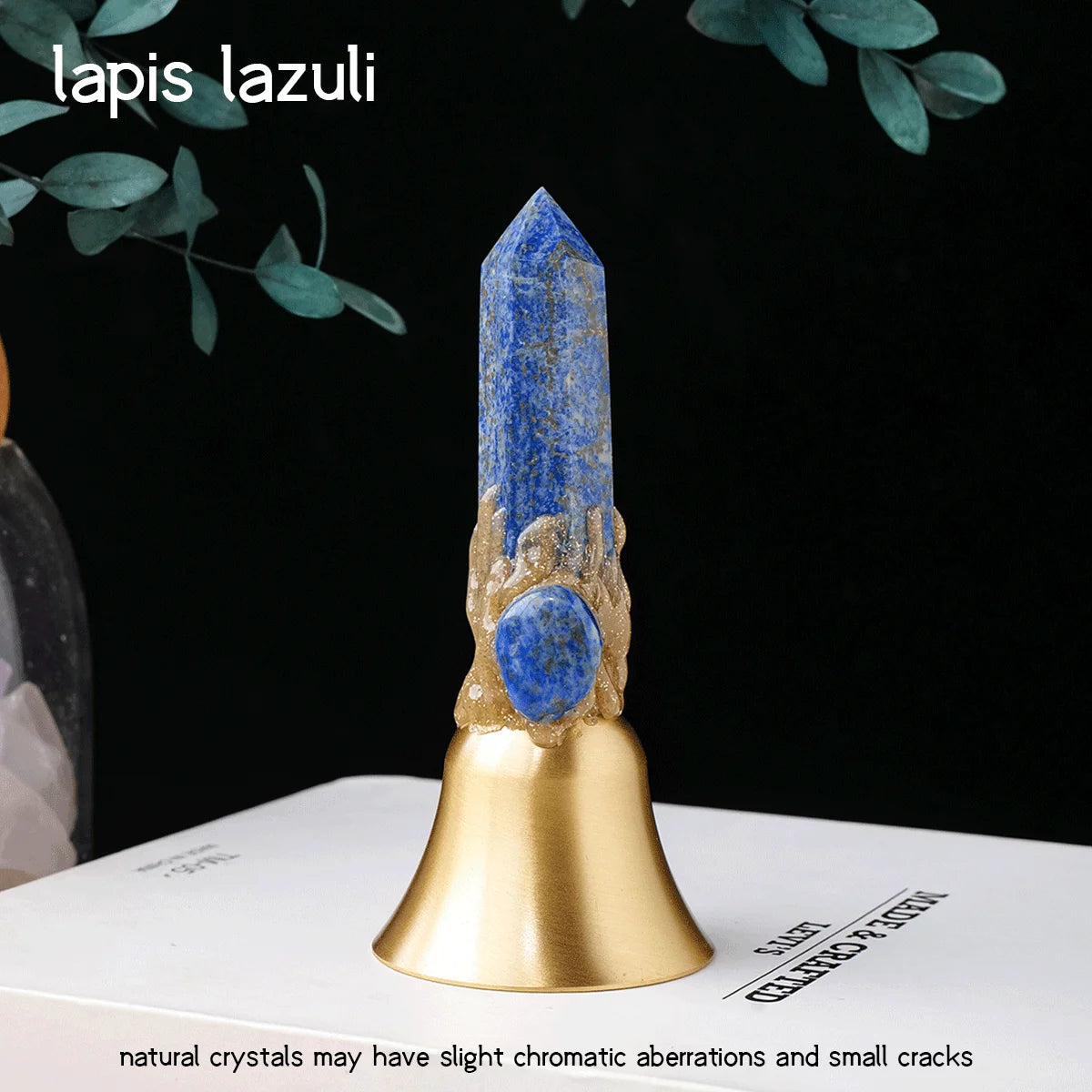 1pc Natural Crystal point Hand Brass Bells Copper Bell For Bed Call Remind Class Home Decoration Christmas Bell Gifts Souveni