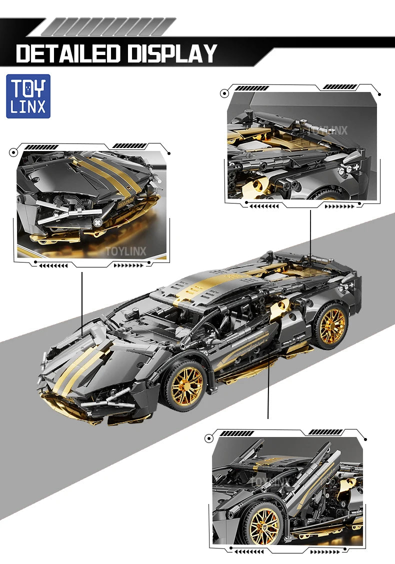 ToylinX 1:14 Supercar Building Block Toy Optional Power Group 14+ Technology Design Christmas Gift for Adults and Kids With Box