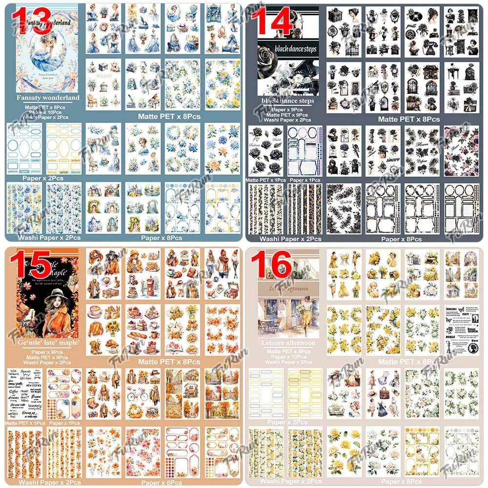 20Sheets Christmas Sticker Scrapbooking Sticker Book Girls Cute Animal Pirate Paper Sticker PET Washi Stickers Diary Planner