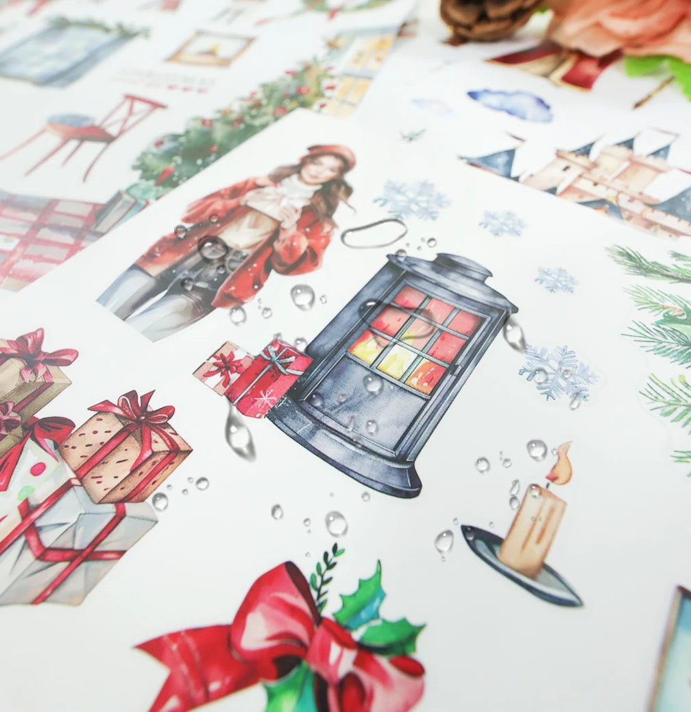 20Sheets Christmas Sticker Scrapbooking Sticker Book Girls Cute Animal Pirate Paper Sticker PET Washi Stickers Diary Planner