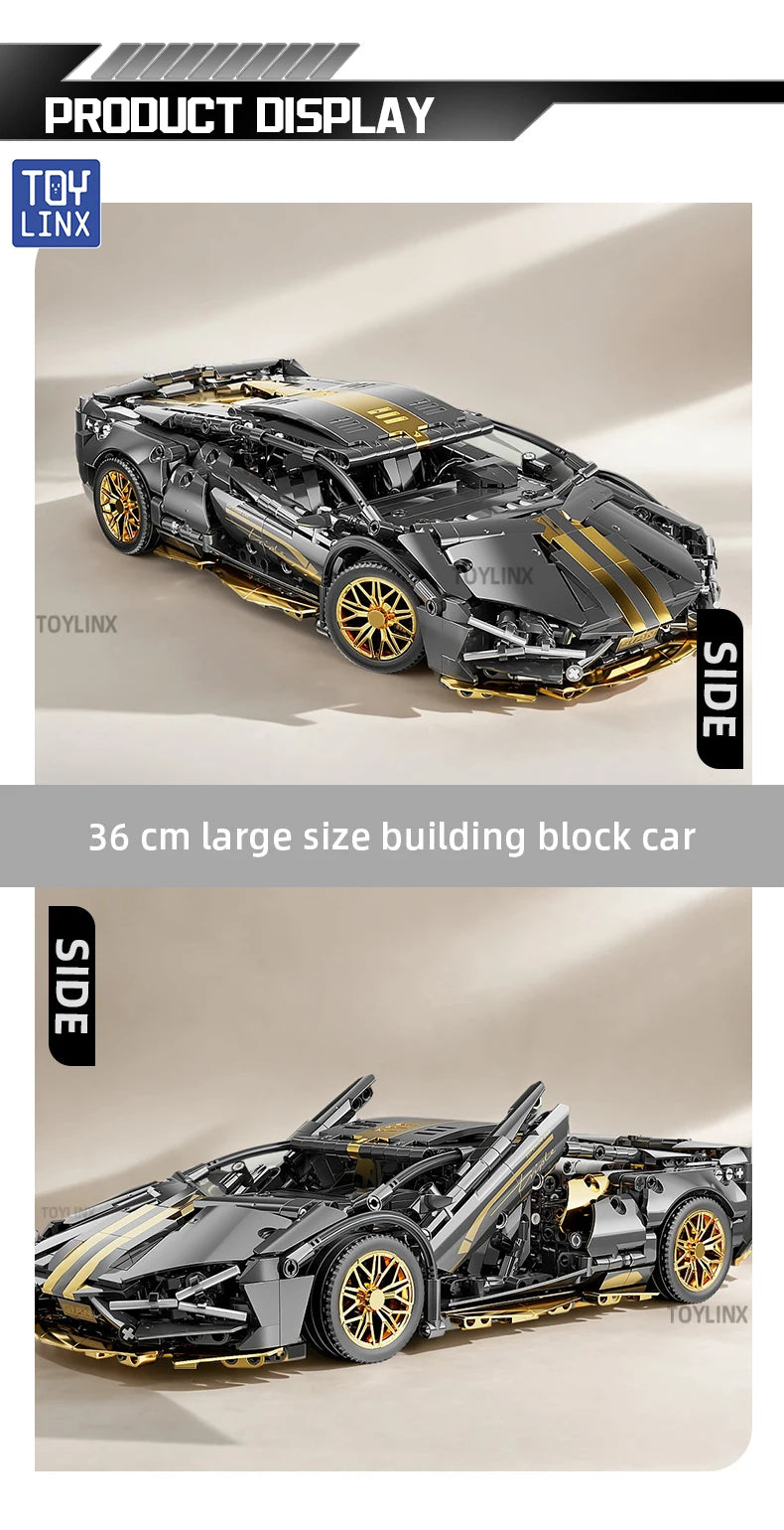 ToylinX 1:14 Supercar Building Block Toy Optional Power Group 14+ Technology Design Christmas Gift for Adults and Kids With Box