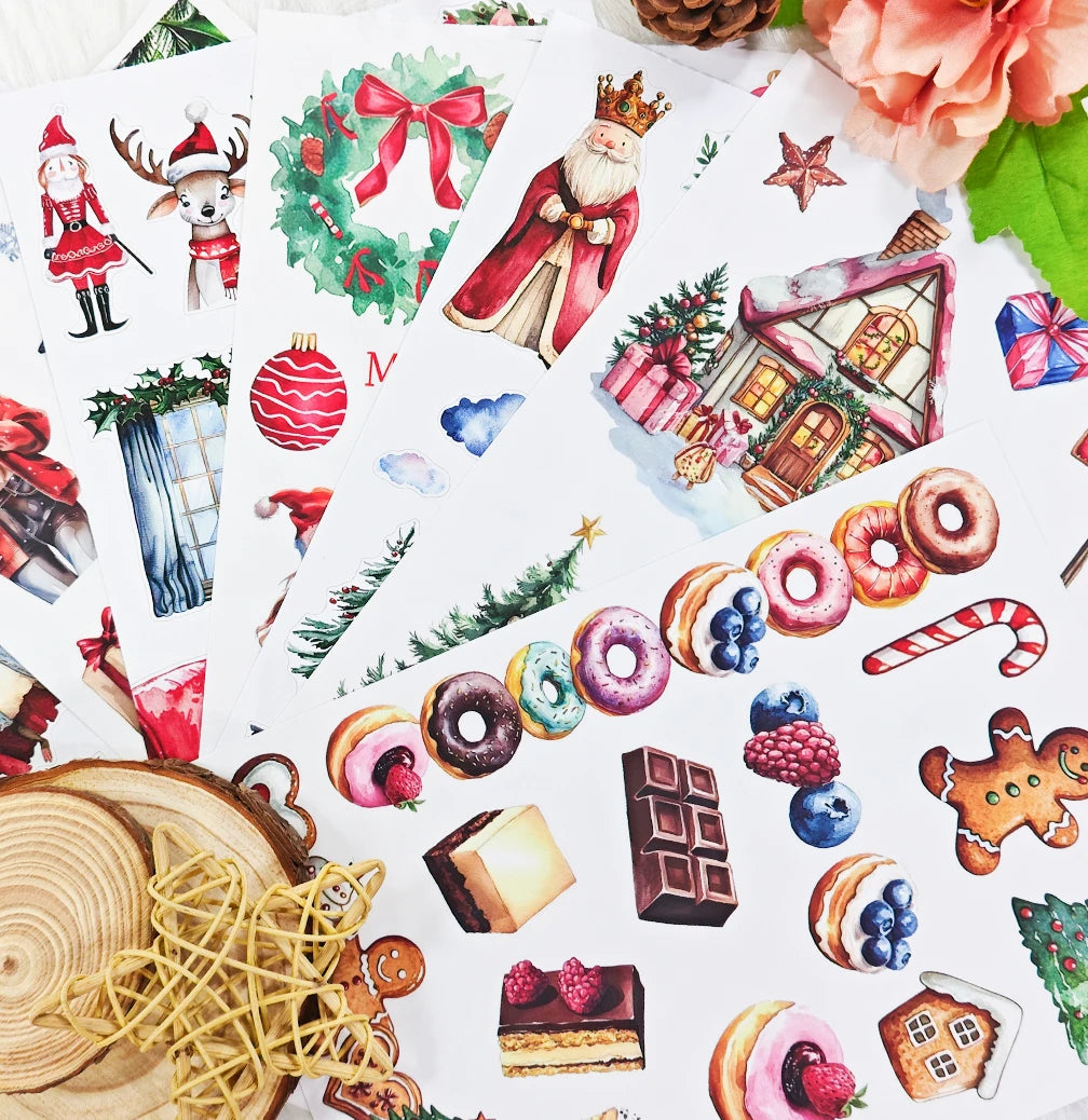 20Sheets Christmas Sticker Scrapbooking Sticker Book Girls Cute Animal Pirate Paper Sticker PET Washi Stickers Diary Planner