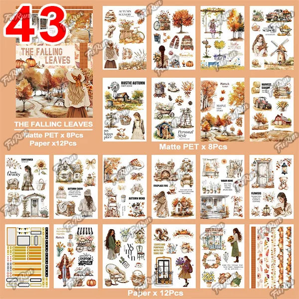 20Sheets Christmas Sticker Scrapbooking Sticker Book Girls Cute Animal Pirate Paper Sticker PET Washi Stickers Diary Planner