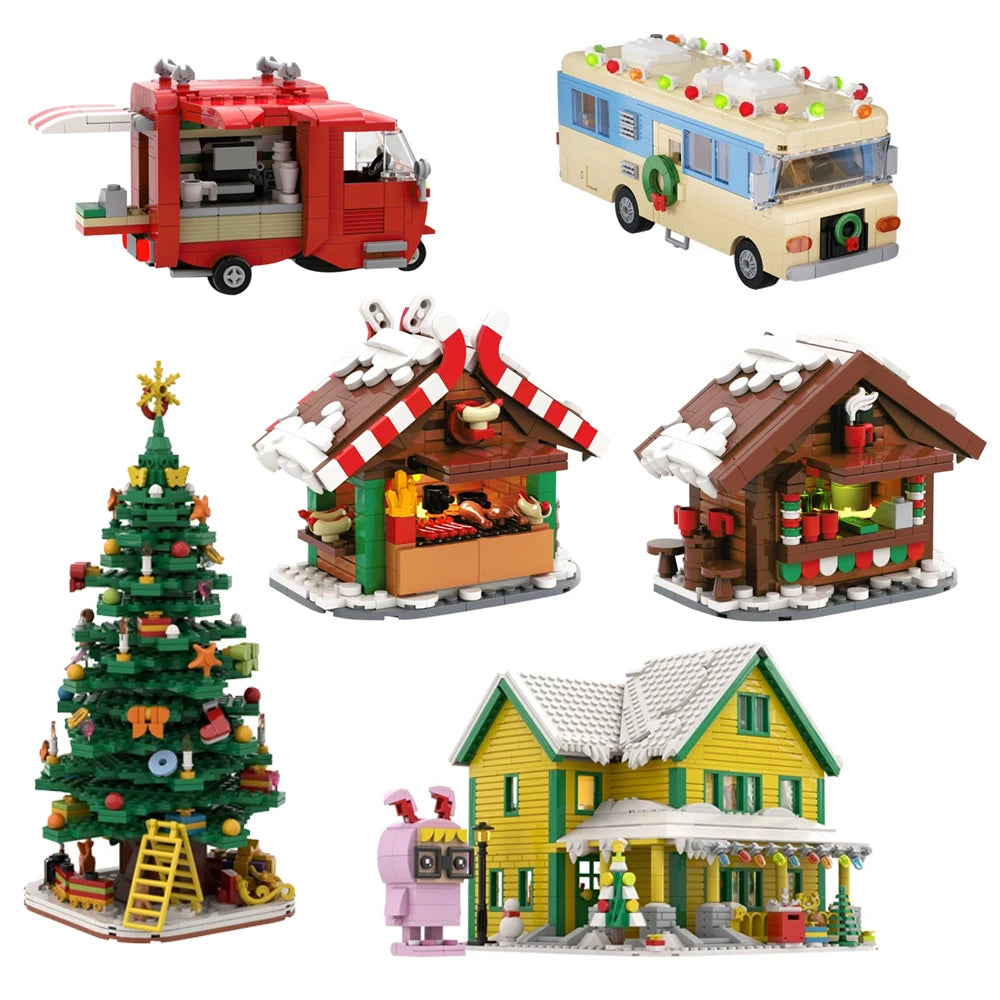 MOC 2025 Christmas Gift For Kids Series Building Blocks Set Gingerbread Candy House Christmas Light Bulbs Bricks Toys Kids Gifts