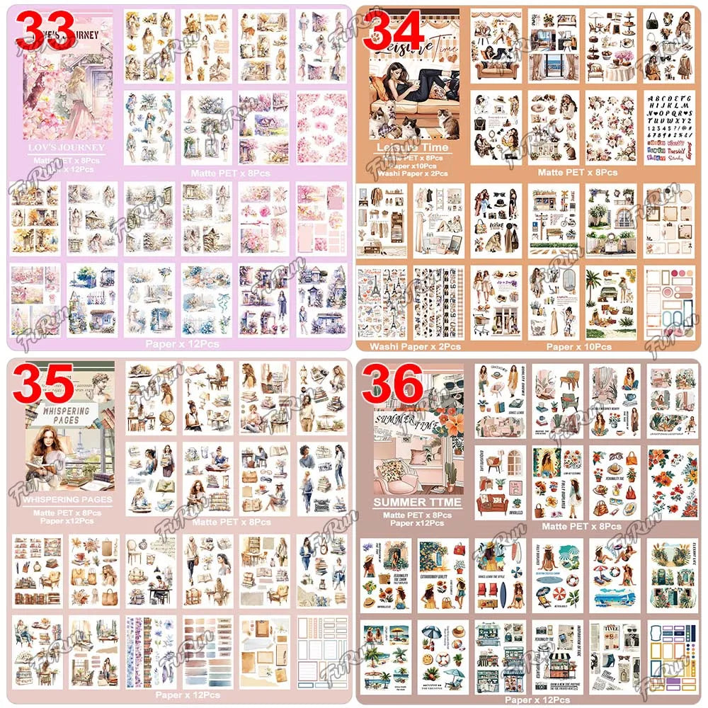 20Sheets Christmas Sticker Scrapbooking Sticker Book Girls Cute Animal Pirate Paper Sticker PET Washi Stickers Diary Planner