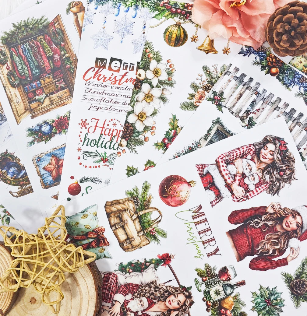 20Sheets Christmas Sticker Scrapbooking Sticker Book Girls Cute Animal Pirate Paper Sticker PET Washi Stickers Diary Planner