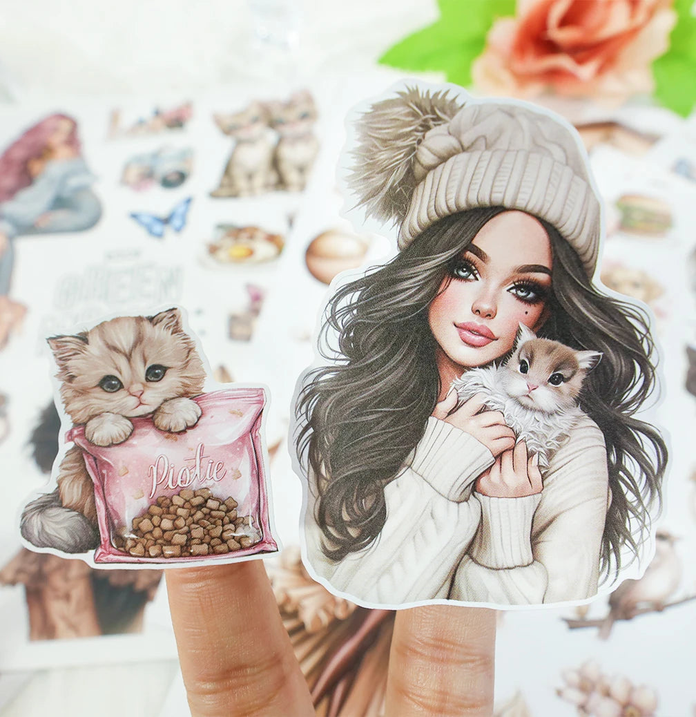 20Sheets Christmas Sticker Scrapbooking Sticker Book Girls Cute Animal Pirate Paper Sticker PET Washi Stickers Diary Planner