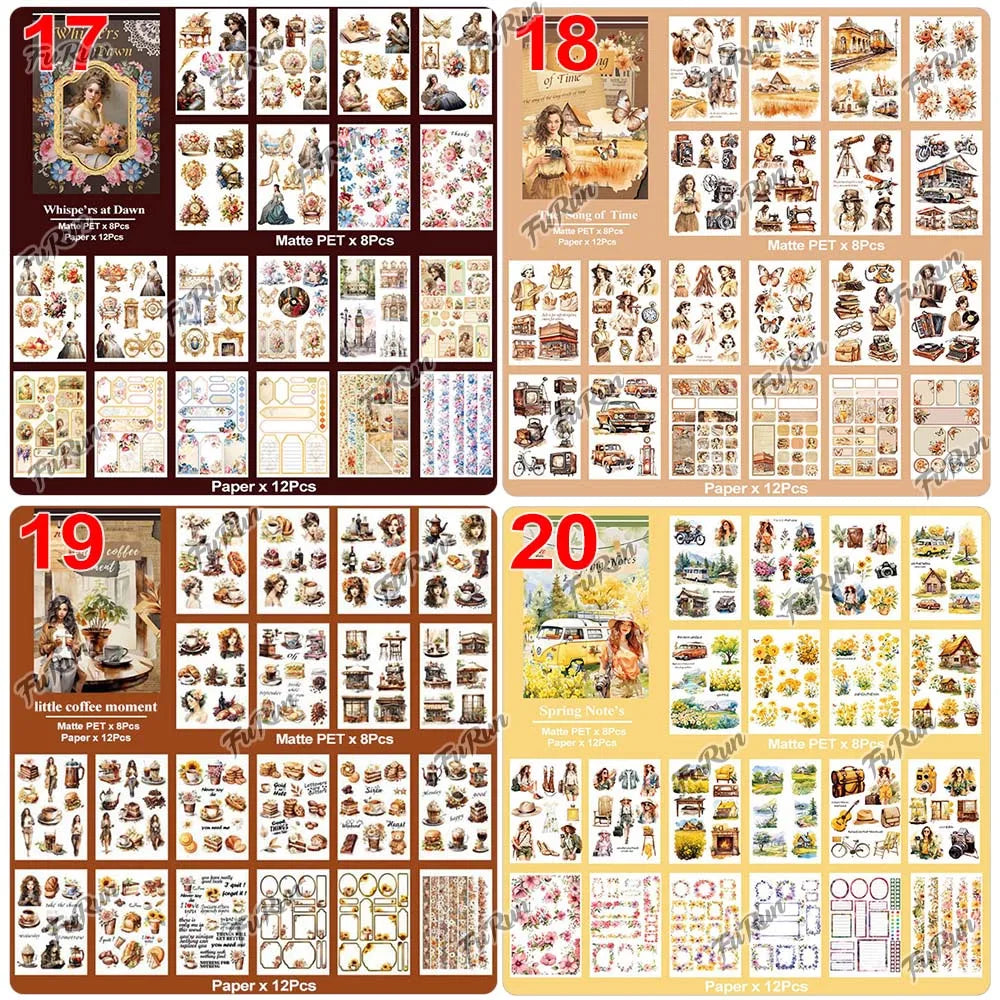 20Sheets Christmas Sticker Scrapbooking Sticker Book Girls Cute Animal Pirate Paper Sticker PET Washi Stickers Diary Planner