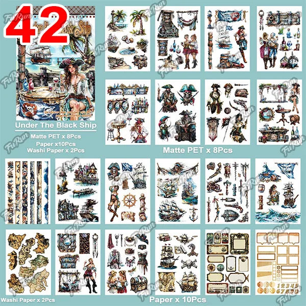 20Sheets Christmas Sticker Scrapbooking Sticker Book Girls Cute Animal Pirate Paper Sticker PET Washi Stickers Diary Planner