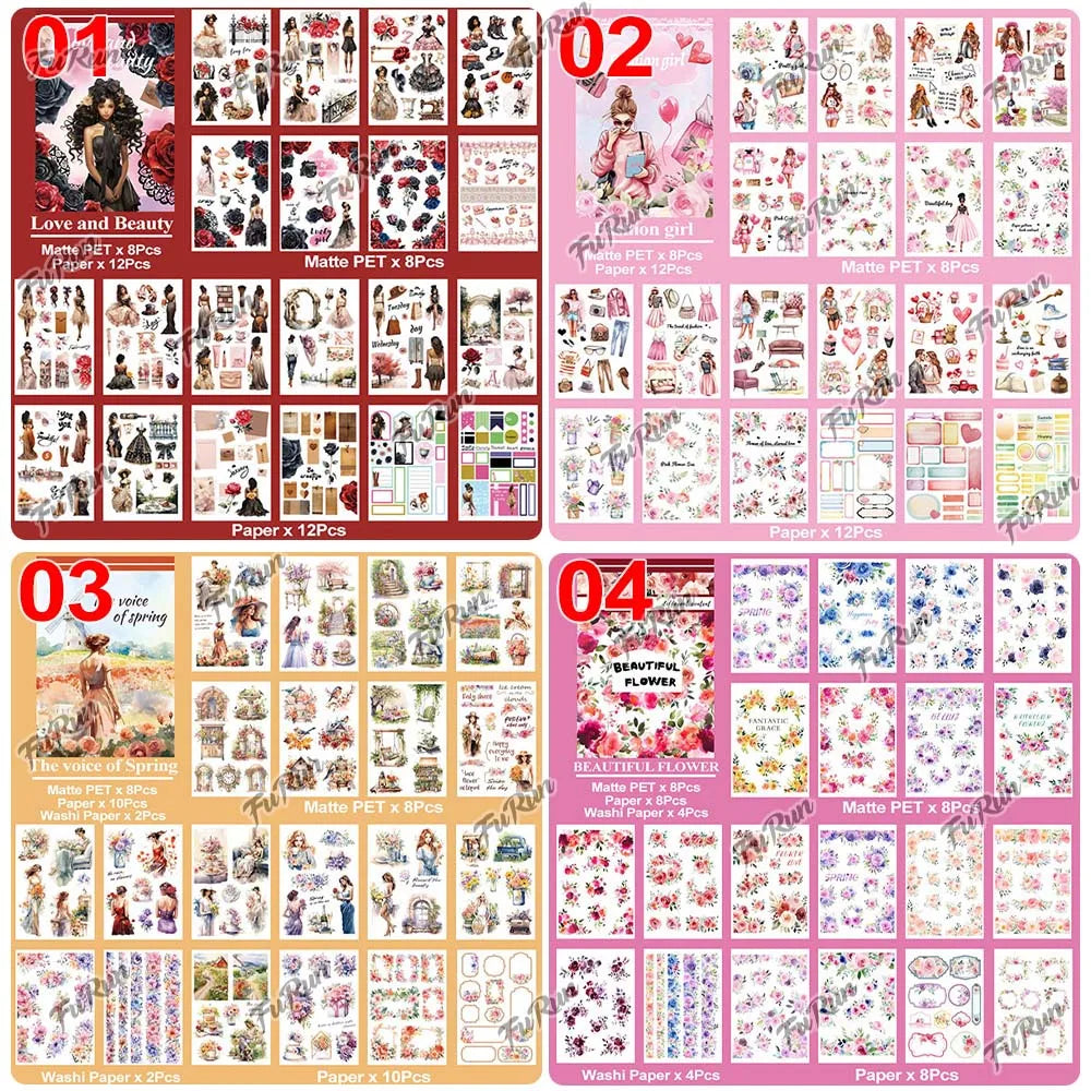 20Sheets Christmas Sticker Scrapbooking Sticker Book Girls Cute Animal Pirate Paper Sticker PET Washi Stickers Diary Planner