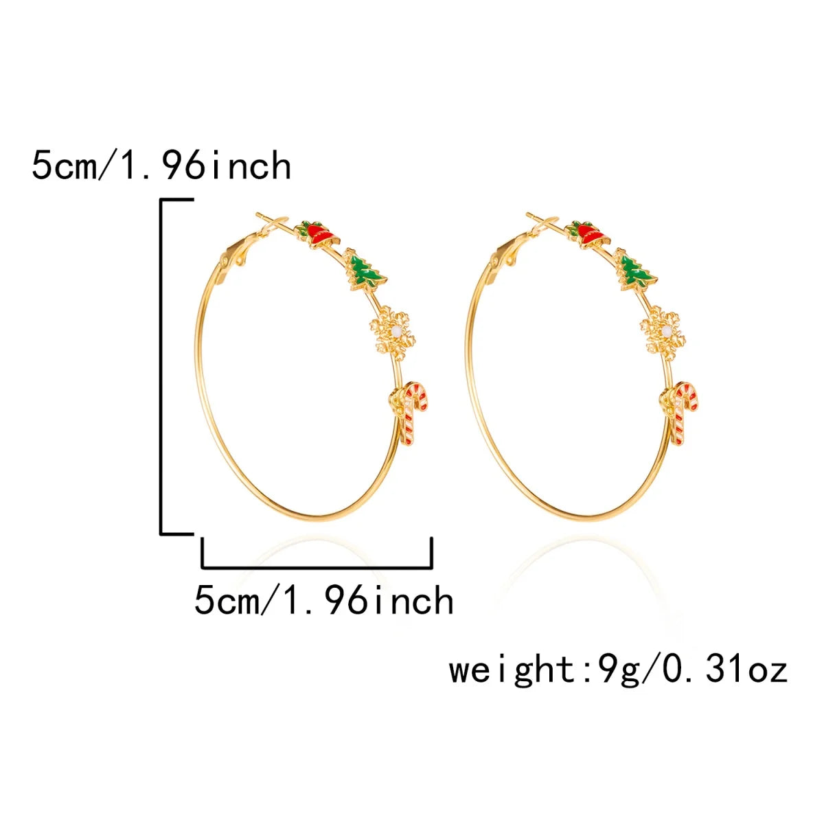 Exaggerated Christmas Bell Tree Snowflake Crutch Hoop Drop Earrings Round Circle Holiday Dangle Earring For Women Men Jewelry