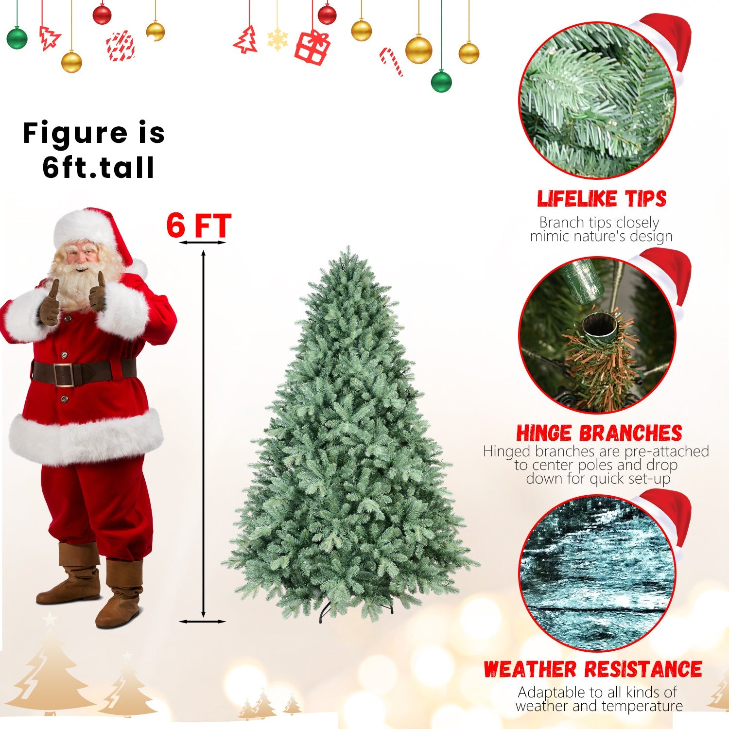 4FT Blue-Green Tint Christmas Tree with 592 PE+PVC Tips – Unique