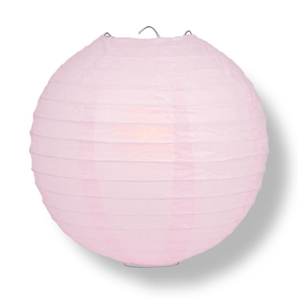 12" Pink Round Paper Lantern, Even Ribbing, Chinese Hanging Wedding &